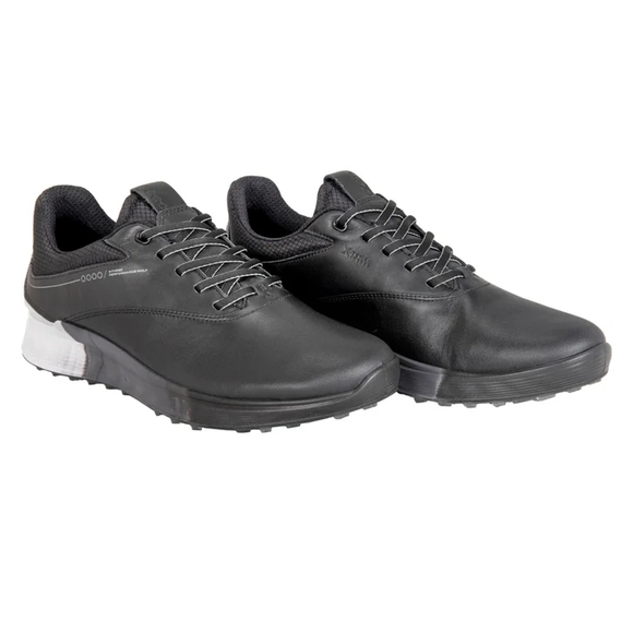 Ecco Men's Golf S-Three Black Leather Waterproof Spikeless Golf Shoes Size EU42